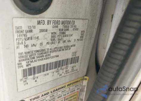 2011 Ford Expedition Xlt из США, поврежденный, VIN 1FMJU1H5XBEF23798